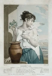 Germinale (marzo-aprile), settimo mese del calendario repubblicano, inciso da Tresca, c.1794